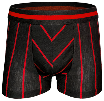 Grandman Katoenen Jongens Black Boxershort met rode streepjes 013