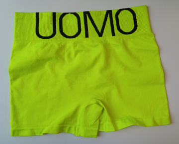 Naadloze Uomo Microfiber boxershort B1198 in fluorgeel met brede boord achterkant