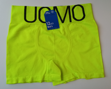 Naadloze Uomo Microfiber boxershort B1198 in fluorgeel met brede boord
