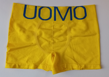 Naadloze Uomo Microfiber boxershort B1198 in geel met brede boord achterkant