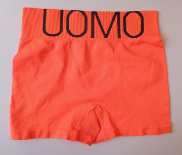 Naadloze Uomo Microfiber boxershort B1198 in oranje met brede boord. achterkant