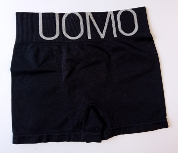 Naadloze Uomo Microfiber boxershort B1198 in zwart met brede boord achterkant