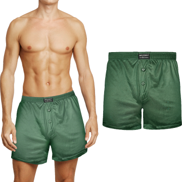 Klassieke wijde heren boxershort, model 7233, luxe katoen-viscose mix, groen, maat M ™ XXXL