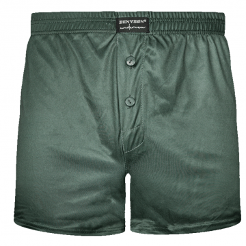 Klassieke wijde heren boxershort model 7233 in legergroen. Luxe mix van katoen en viscose, langere pijpjes, knoopgulp.