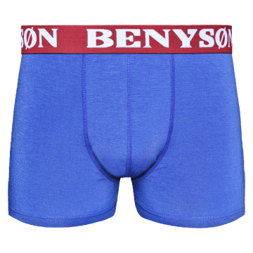 Benyson® heren boxershort, 95% katoen, model 4002 in blauw met rode boord en wit logo, maat M ™ XXXL