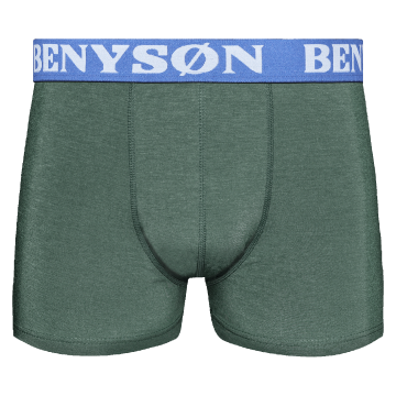 Benyson® heren boxershort, 95% katoen, model 4002 in groen met blauwe boord en wit logo, maat M ™ XXXL