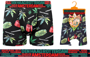 Holland Underwear heren boxershort, Happiness print, satijnachtige stof, 78% viscose, City Boxershorts