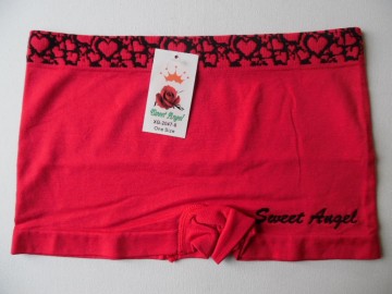 Medium hoge dames boxer Sweet Angel XG2047 rood met fantasie boord – One Size.