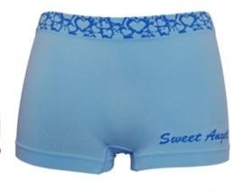 Medium hoge dames boxer Sweet Angel XG2047 lichtblauw met fantasie boord en ingeweven logo – vooraanzicht