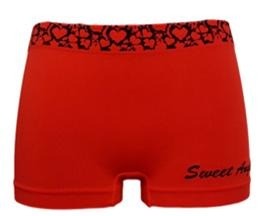 Medium hoge dames boxer Sweet Angel XG2047 rood met fantasie boord en opvallend ingeweven logo op linker pijpje – One Size.