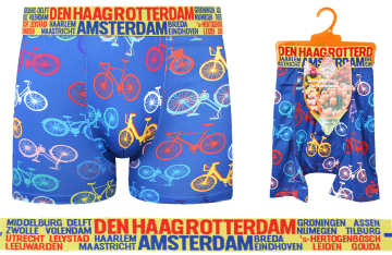 Holland Underwear heren boxershort, Fietsen print, satijnachtige stof, 78% viscose, City Boxershorts