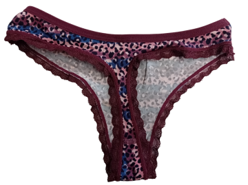 Fine woman string stretch katoen bordeaux achterkant