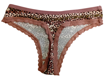 Fine woman string stretch katoen bruin achterkant