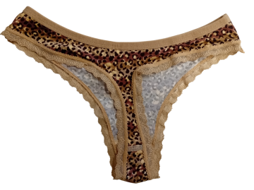 Fine woman string stretch katoen licht bruin achterkant