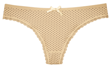 Fine women dames string stippen beige 2