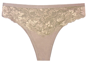 Gaubert® dames slip 9087 in beige. Biologisch katoen, hypoallergeen, Brazilian heupmodel met kanten afwerking