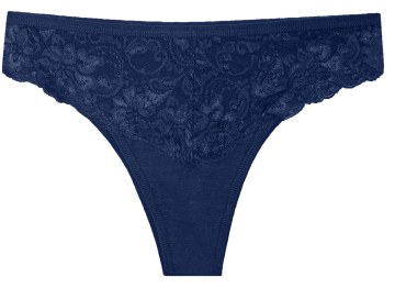 Gaubert® dames slip 9087 in blauw. Biologisch katoen, hypoallergeen, Brazilian heupmodel met kanten afwerking
