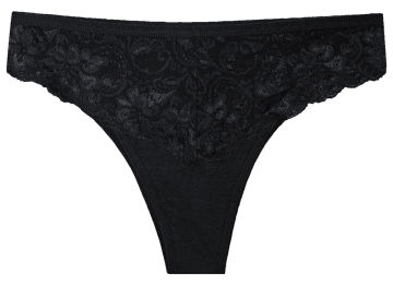 Gaubert® dames slip 9087 in zwart. Biologisch katoen, hypoallergeen, Brazilian heupmodel met kanten afwerking