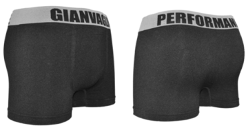 Naadloze Gianvaglia boxershort 9701 in zwart met grijze band model