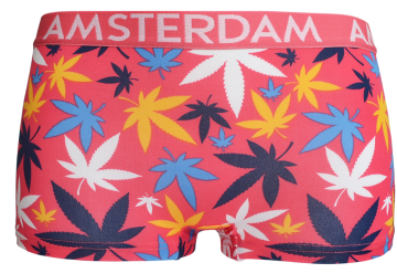 Holland Underwear dames boxer, 95% katoen 5% elastaan, model 8034 weed print in rood, maat M t/m XXL