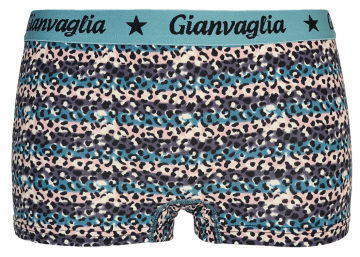 Stretch katoenen dames boxer, comfortabele pasvorm, luipaardmotief in blauw design