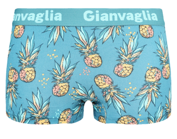 Dames boxershort met ananasprint en turquoise achtergrond