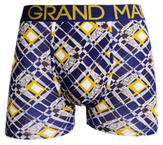 Grandman® heren boxershort, model 2007, paars met gele geometrische print, elastische boord, maat M ™ XXL