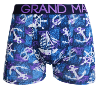 Grandman® heren boxershort, 90% katoen, model 2012 met scheepvaartprint in blauwtinten, maat M ™ XXL