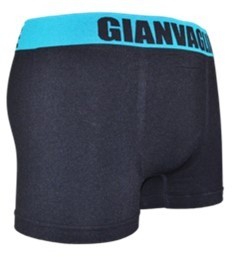 Naadloze Gianvaglia boxershort 9701 in zwart met lichtblauwe band model