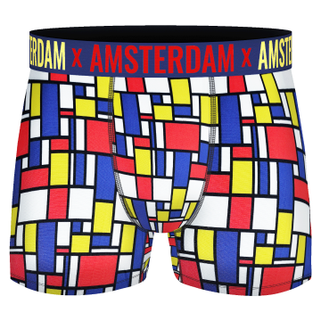 Holland Underwear heren boxershort, model 013, Mondriaan print, stretch katoen, 78% katoen, maat M ™ XXL