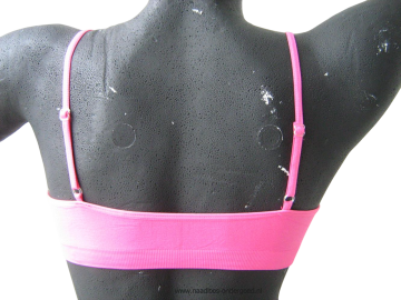 Mb naadloos dames spaghetti topje b6005 donker roze achterzijde pop