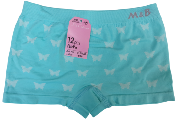 Mb naadloze microfiber meisjes boxer b7028 vlinders aqua blauw