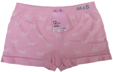 Mb naadloze microfiber meisjes boxer b7028 vlinders lichtroze