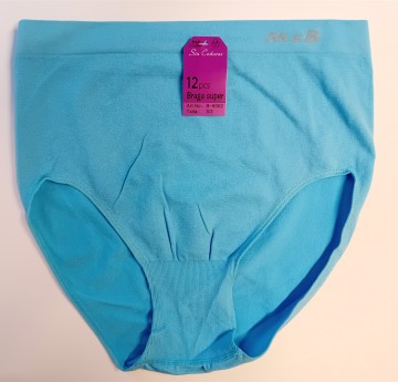 Naadloze dames slip M&B B6002 blauw – hoog model tailleslip