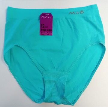 Naadloze dames slip M&B B6002 aqua blauw – hoog model tailleslip