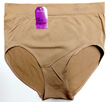 Naadloze dames slip M&B B6057 beige – extra hoog model tailleslip, maat XXL en XXXL