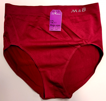 Naadloze dames slip M&B B6057 bordeaux – extra hoog model tailleslip, maat XXL en XXXL