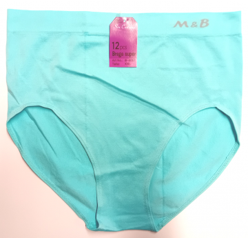 Naadloze dames slip M&B B6057 aqua blauw – extra hoog model tailleslip, maat XXL en XXXL