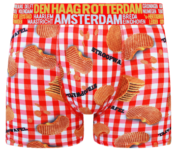 Stroopwafel print heren boxershort van Holland Underwear, exclusieve City Boxershorts collectie, maat M ™ XXL